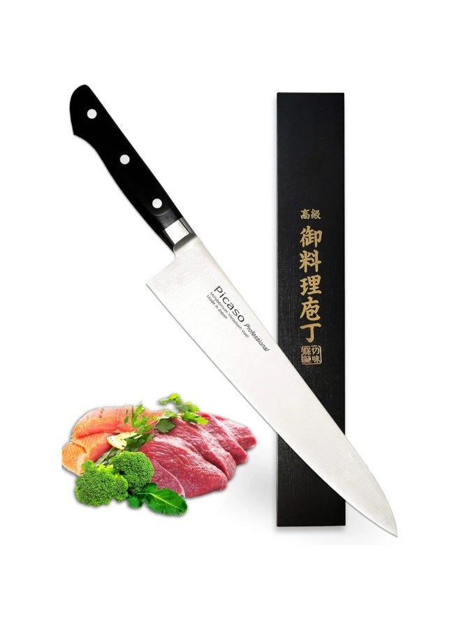 PICASO Cooking Knife, 10.6 inch Pro Kitchen Knife Forged from Japanese Molybdenum Vanadium steel, Ultra-sharp Classic Cooks Knife Balanced Ergonomic Handle & Sheath–Safe for Home Kitchen - Image 1